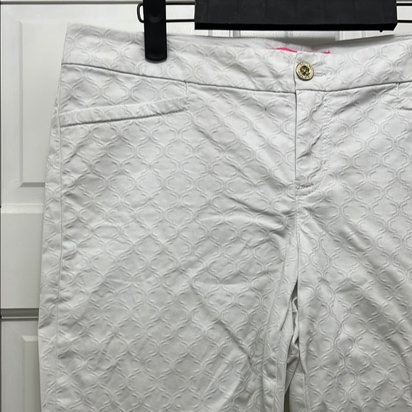 Lilly Pulitzer Crispy White Textured Cotton Blend Skinny Pants - Size 10 - Picture 5 of 14